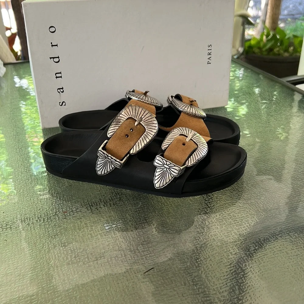 Sandro Western Buckle Sandals - Picture 8 of 10